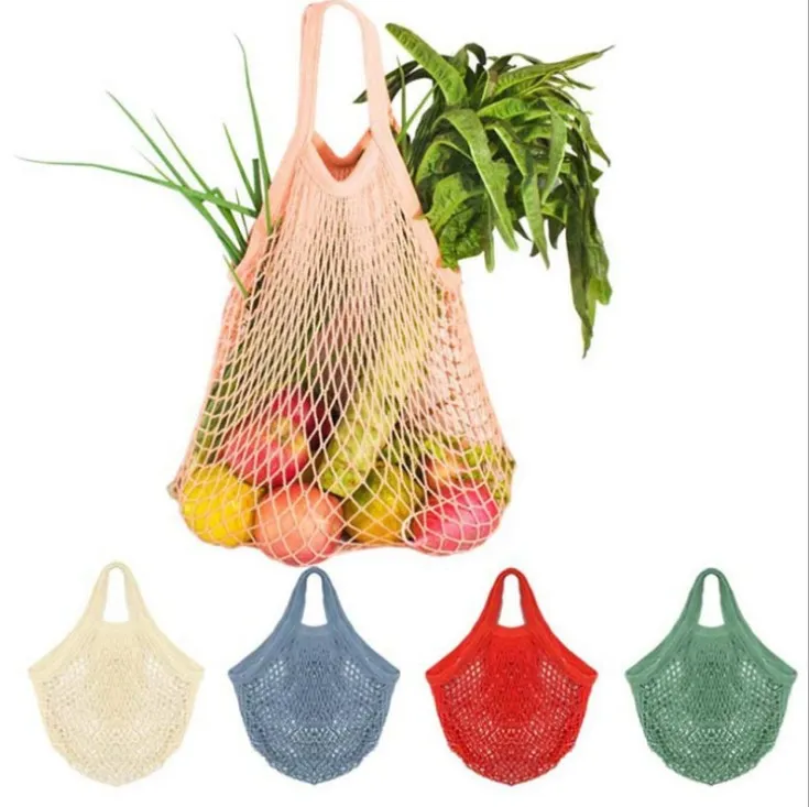 String Shopping Bag Storage Baskets Reusable Supermarket Grocery Bag Tote Mesh Net Woven Cotton Fruit Vegetables for DHL Free