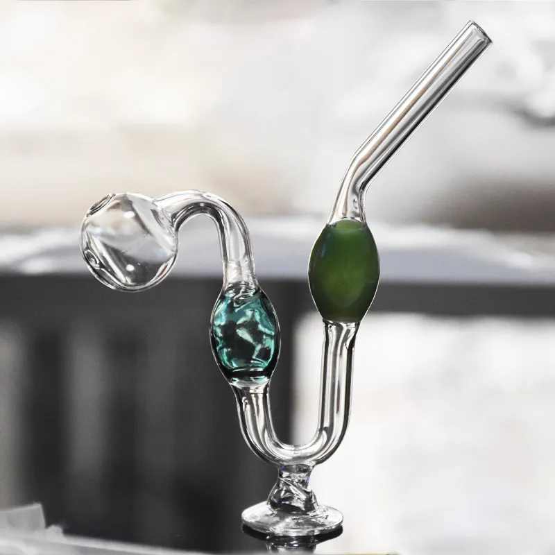 Serpentine Portable Glass Water Pipes Colorful Oil Burner Pipe Thick Pyrex Downstem Rig Round of Small Glass Tobacco Bubbler Bowl for Smoking Accessories Wholesale