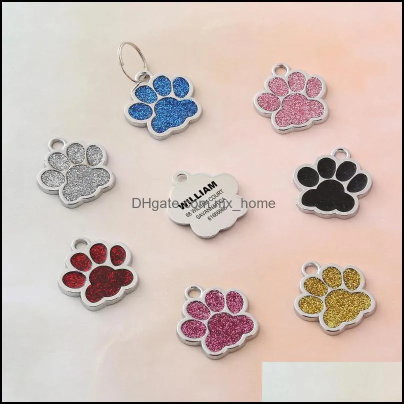 Personalized Dog Tags Engraved Cat Puppy Pet ID Name Collar Tag Pendant Accessories Bone/ Glitter Tag,ID Card