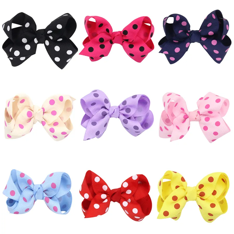 baby girls barrettes Ribbon bow Children kids 3 inch hairpins toddler cute barrette Hair Clips headwear Accessory QHC047