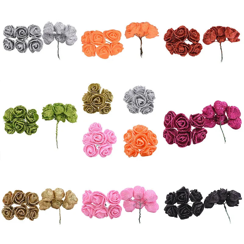 Paillettes or argent rouge Rose Rose vert Orange Mini fleurs artificielles bricolage guirlande guirlande décor fournitures de fête de mariage