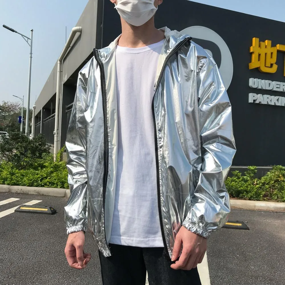 Mens silver on sale windbreaker