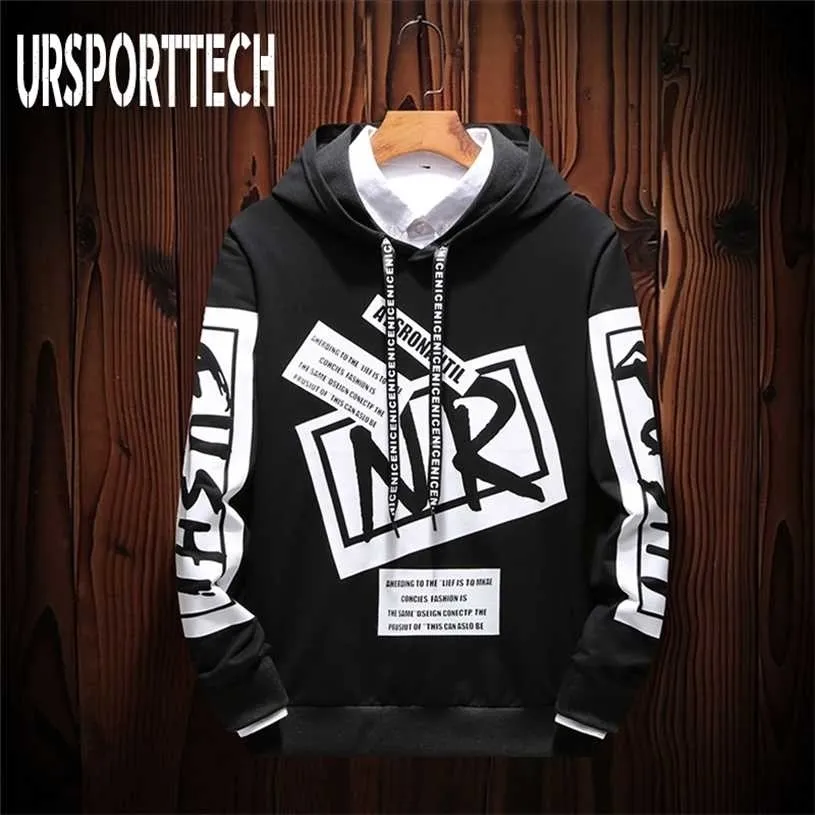 Casual surdimensionné Sweat à capuche Hommes Hip Hop Street Wear Lettre Imprimer Sweatshirts Skateboard Hommes / Femme Pull Sweats à capuche Homme Sweat à capuche 211230