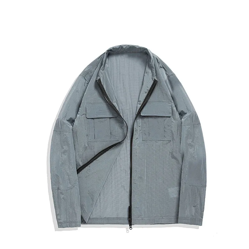 FW весна осень тонкий куртка пальто модный бренд досуг трансграничный специальная ветровка металлическая нейлоновая светоотражающая европейская и американская мода