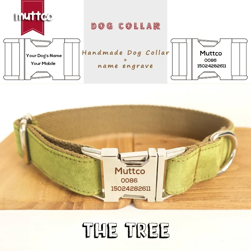 Muttco Custom Pet Collar-Einzelhandel Self-Design-Hundekragen der Baum gravierte Metallschnalle 5 Größen Hundehalsband und Leine LJ201109