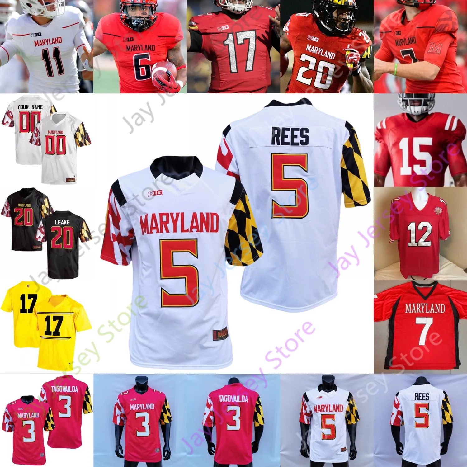 Maryland Terrapins Football Jersey NCAA College Anthony McFarland Jr. Keandre Jones Tyrrell Pigrome Moore Davis Heyward-Bey Boone