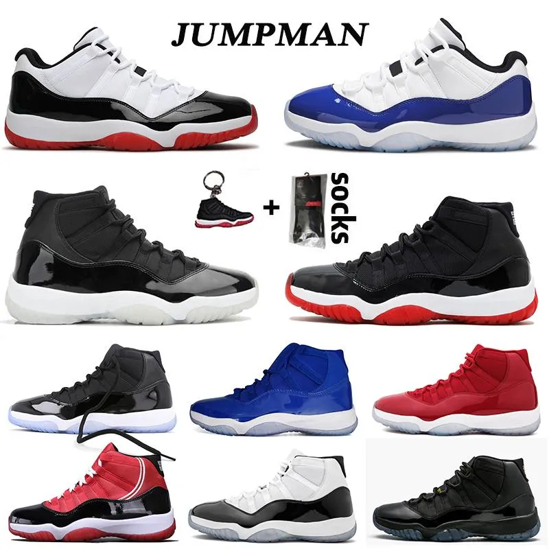 Scarpe da basket jumpman 11 11s Sneakers Concord 23 Low High WMNS Mens Womens XI Bred Jumpman 45 Cap and Gown Space Jam Trainers