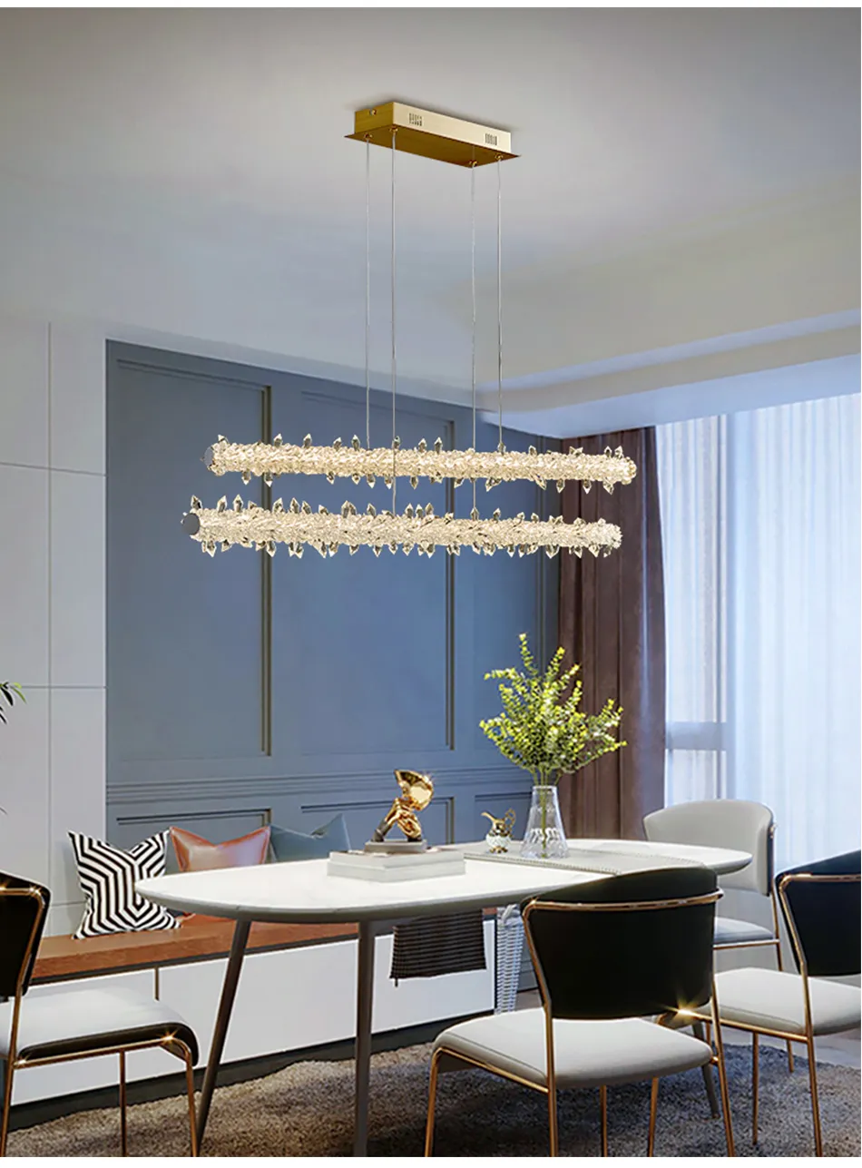 Breif modern led chandelier lamps for diningroom kitchen island bar hanging crystal lamp home decor gold lighting fixtures