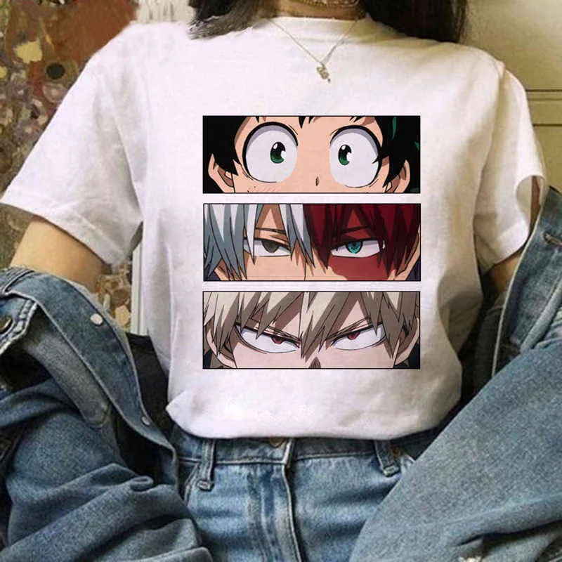 T-tröja Kvinnor Fashion Tshirt Tryckt Boku Ingen Hero Academia Anime Kawaii Himiko Toga T-shirt Grafiska Toppar Tees Male 90s G220310