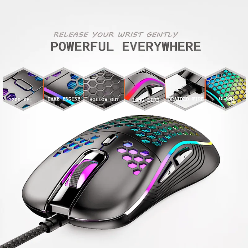 Venda quente Wired Gaming Mouse 6D LED RGB Backlit Profissional Optical Mouse MouseCompros para PC Jogos de laptop Mic Jogar CS Jogos