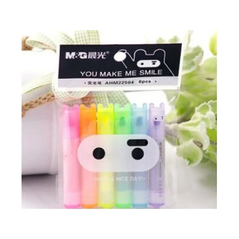 6 Pcs/lot Cute Kawaii Mini Highlighter Creative Lovely Cartoon Ninja Rabbit Gel Pen For Kids Korean Stationery