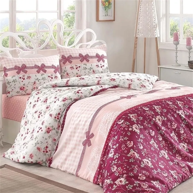 Lady Moda Cama Kuki Luxo Ranforce Ranforce Cama Gêmeo / Completo / Queen / King Size 3/4/5 PCS Cobertura Duveta Set from Turquia 201210