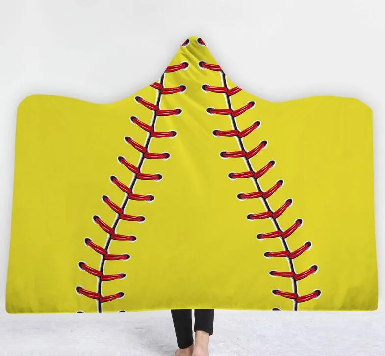 outdoor da collezione NUOVO Baseball Softball Coperta con cappuccio Palla sportiva Coperte da lancio con cappuccio Morbido caldo Sherpa Fleece Home Coperte Avvolgere per bambini