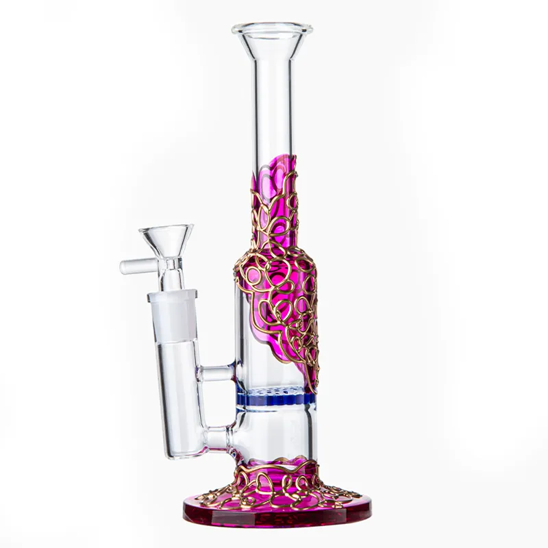 Narghilè da 9 pollici Bong in vetro inebriante Verde Blu Perc Dab Rig Viola Oro Pipa ad acqua Olio Rigs Mini Bong WP533