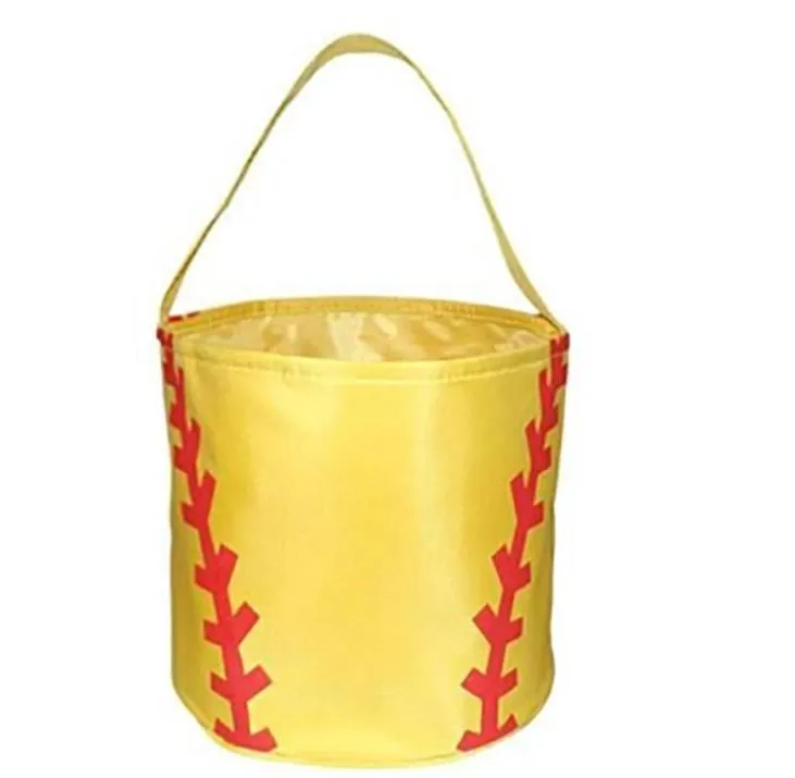 Party Supplies Basketball Easter Basket Sport Canvas Totes Football Baseball Soccer Softball Buckets Storage Bag Kids Candy Handbag SN4324