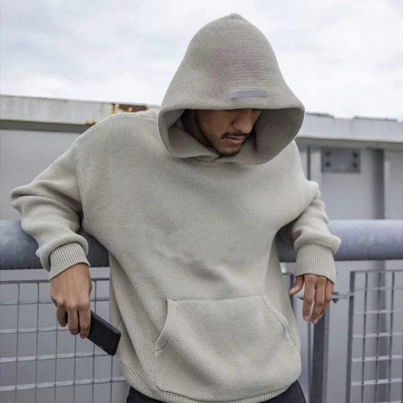 Mens Knit Hoodie Kinted Sweaters Essentials Hoodies Long Sleeves Autumn Winter of Designer Brodery Letter Pullover Coat Jumper säsong 7 Kvinnor