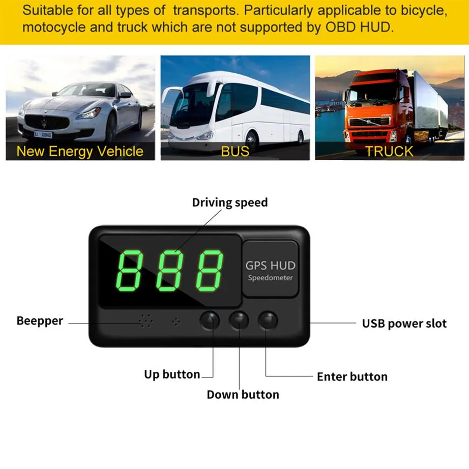車のHUDヘッドアップディスプレイスピードメーターユニバーサルプロジェクションGPS衛星スピード測定C60 NEW A22