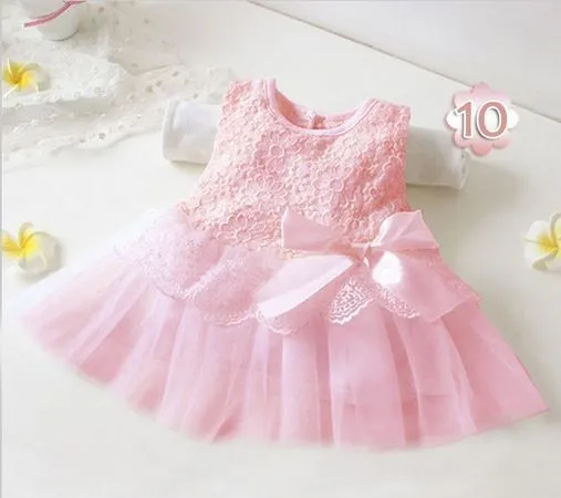  summer cute infant baby girls Sleeveless princess dresses kid children toddlers clothing vestido infantil pink white DY009A