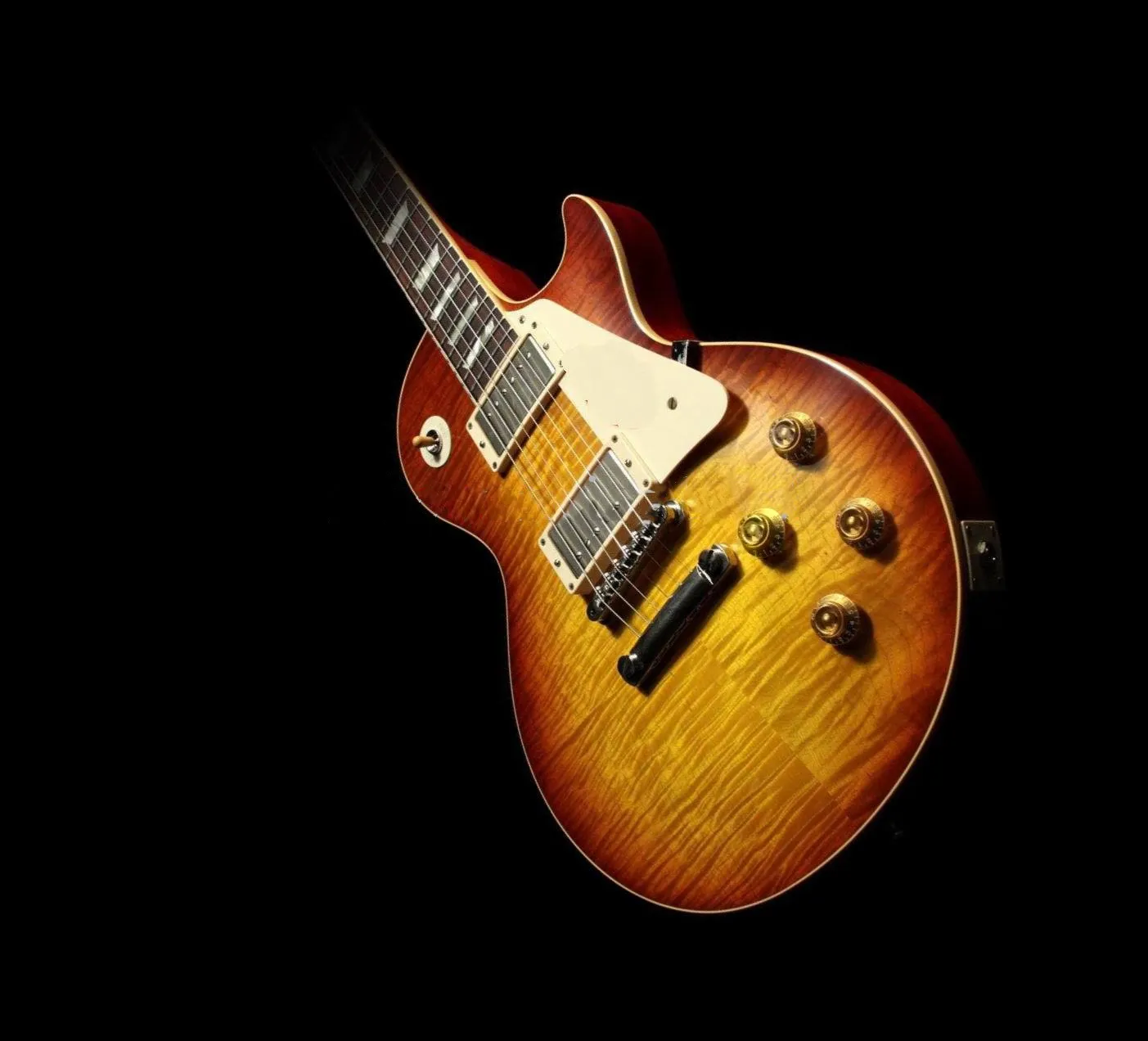 W magazynie! 1959 R9 VOS Tobacco Sunburst Jimmy Page Nr 1 Gitara elektryczna Tiger Flame Maple Top, Krem PickleGuard, Kremowe Body Wiązanie