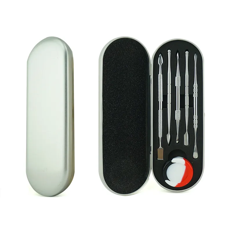 Kit di strumenti per dab da 105-123 mm Set di strumenti per dabber per cera Confezione in scatola di alluminio Vax Atomizzatore Strumento per dabber per unghie in titanio Per penna vaporizzatore per erbe secche