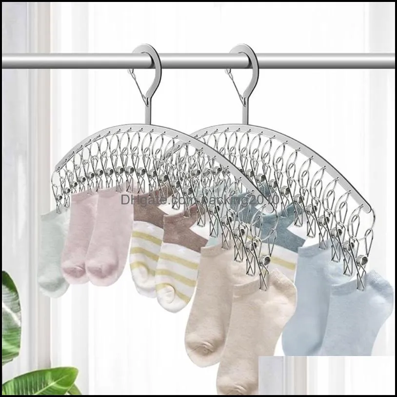 Cintres Racks Vêtements Housekee Organisation Maison Jardin 20 Clips En Acier Inoxydable Coupe-Vent Pince À Linge Cintre À Linge Corde À Linge Chaussette Soutien-Gorge