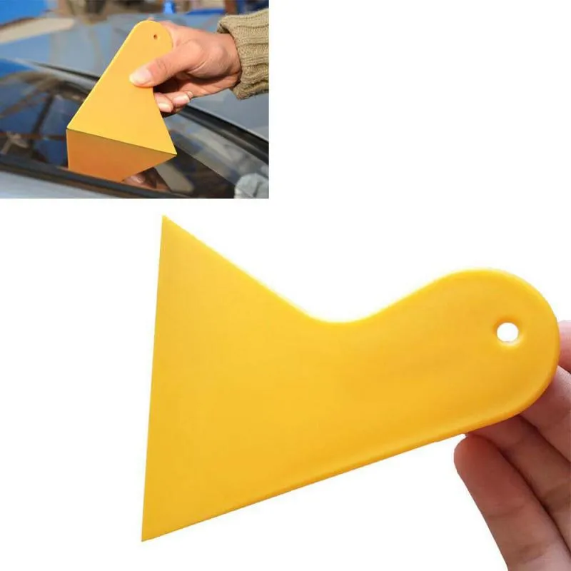 1pc Durable Small Scraper Car Foil Tool Yellow Triangle Mobile Phone Film Multi-purpose Made Car Accessories