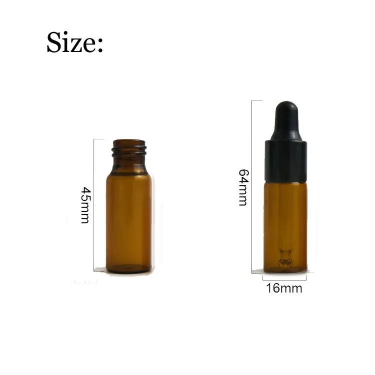 5ML Aromatherapy Esstenial Oil Bottle Clear/Amber Glass Dropper Bottle Portable with Glass Eye Dropper Piepette Vials