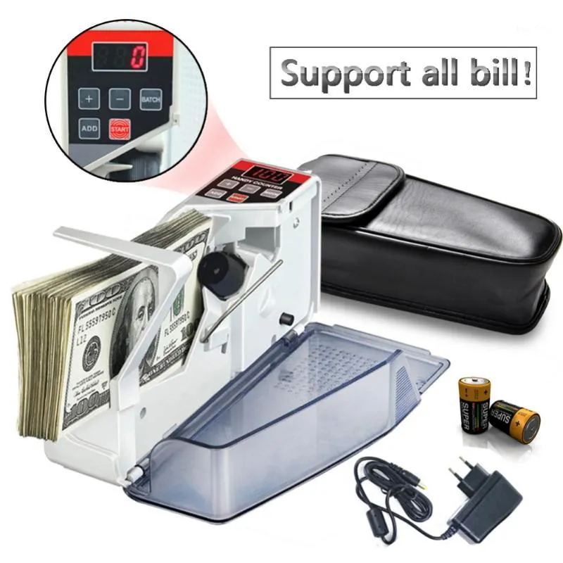 Compteur d'argent portable pour la monnaie Note de change Bill Cash Counte Compteur de billet Mini Comptage Machines Financial Equipment UE Plug1