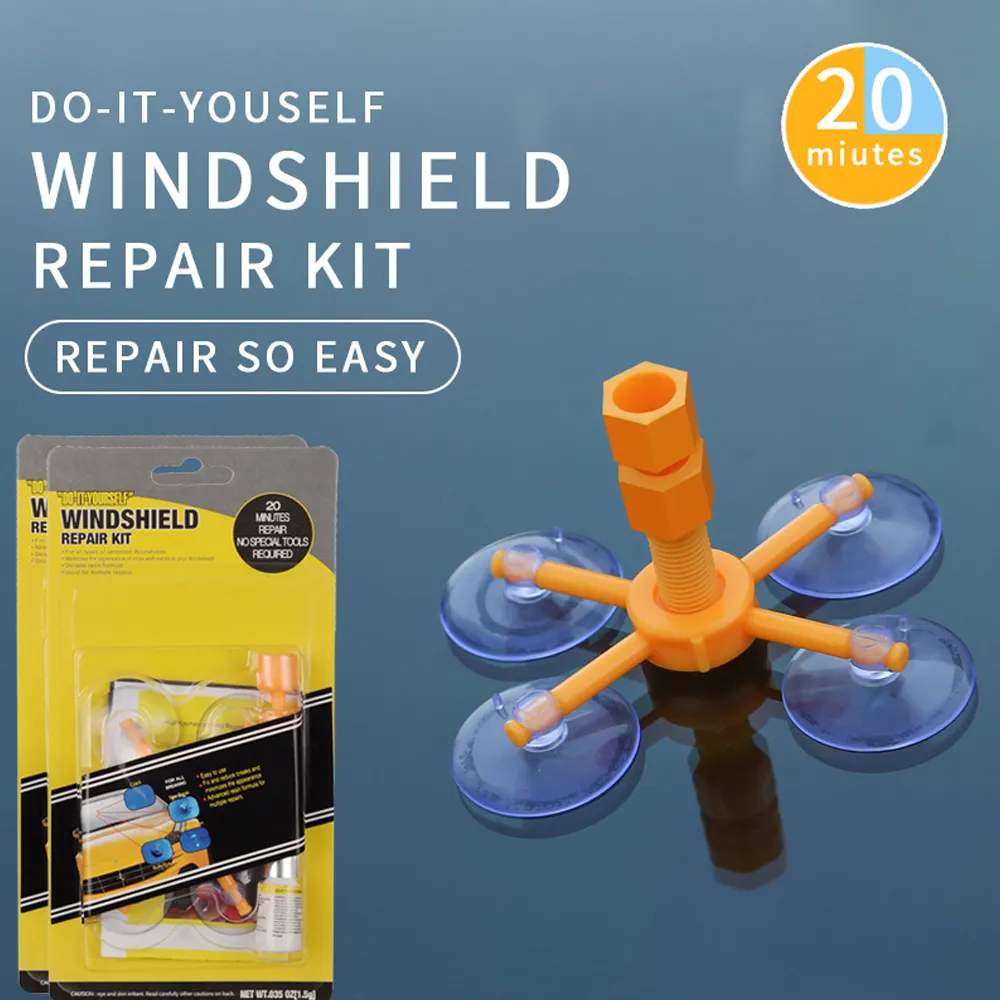 Car Windshield Repair Kit Quick Fix Car Cracked Glass Windscreen Repair Kit Resin Sealer DIY Auto Window Screen Polishing Tool