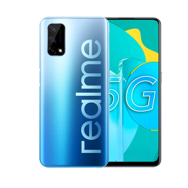 Téléphone portable d'origine Realme Q2 5G 4 Go de RAM 128 Go de ROM MTK 800U Octa Core Android 6,5 "Plein écran 48MP ID de visage empreinte digitale téléphone portable intelligent