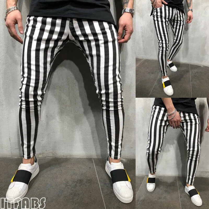 Slim Fit Striped Plaid Pencil Pants For Men Comfortable Sweat Fitness  Fashion In Black And White 201110 From Mu04, $12.45