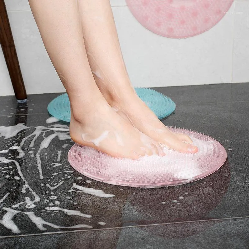 Badmattor pvc silikon badrum fötter massage matta icke-halkt tvätt dusch fotdyna sug kopp vägg hängande toalett bakre borste1