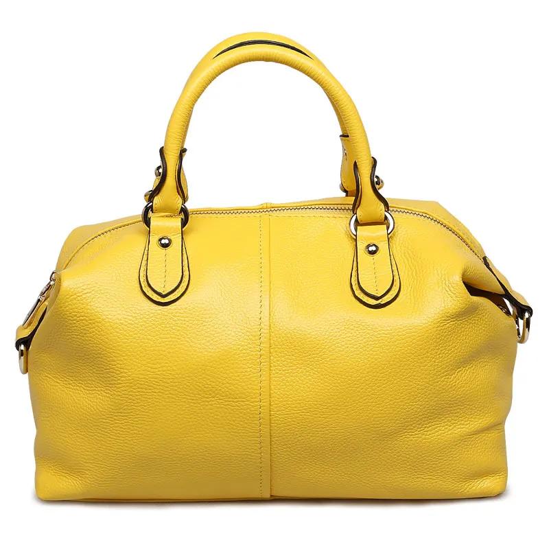 Gelbe Handtaschen Geldbörsen EFFINI 2021 Tote Boston Tasche Frauen Kleid Hand Umhängetasche weibliche Retro lässige Lederhandtasche mit Riemen