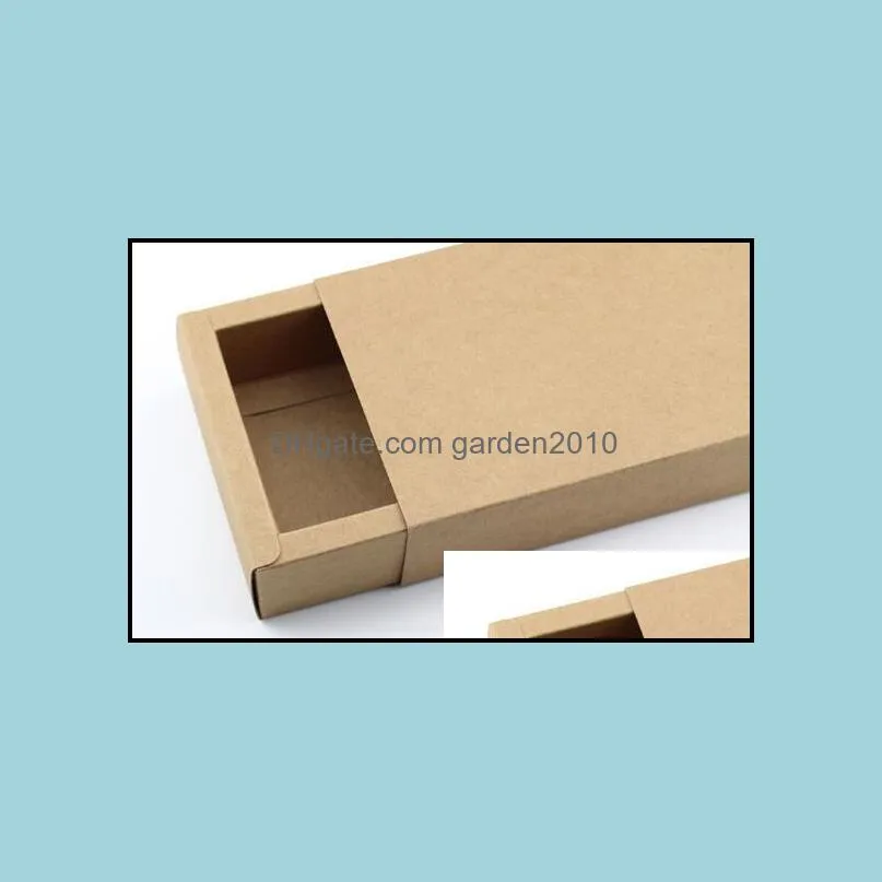 100pcs 14*7*3cm Black Beige Drawer Packing Box Gift Bow Tie Packaging Kraft Paper Carft Cardboard Boxes