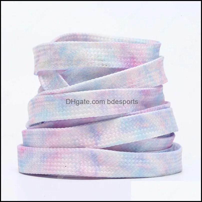 Shoe Parts & Accessories Shoes Wholesale 2022 Tie Dye Shoelaces Canvas Rope White Grey Blue Mint Green Rust Fashion Colorf Laces Length 100-