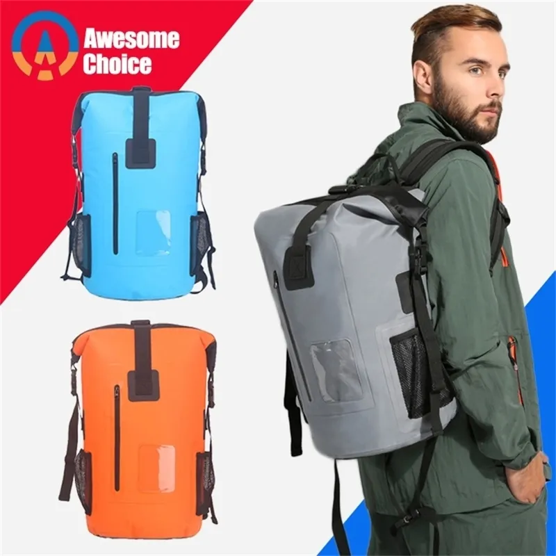 30L Outdoor Waterdichte Zwemtas Rugzak Emmer Dry Sack Opbergtas Raften Sport Kajakken Kanoën Reizen Waterdichte Tas LJ201124