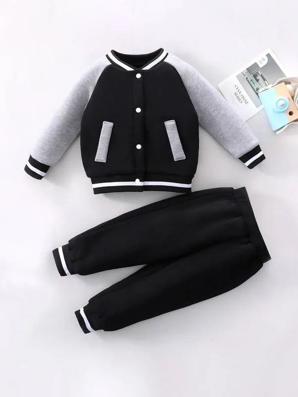 Bebek Raglan Kollu Colorblock Bombacı Ceket Sweatpants O