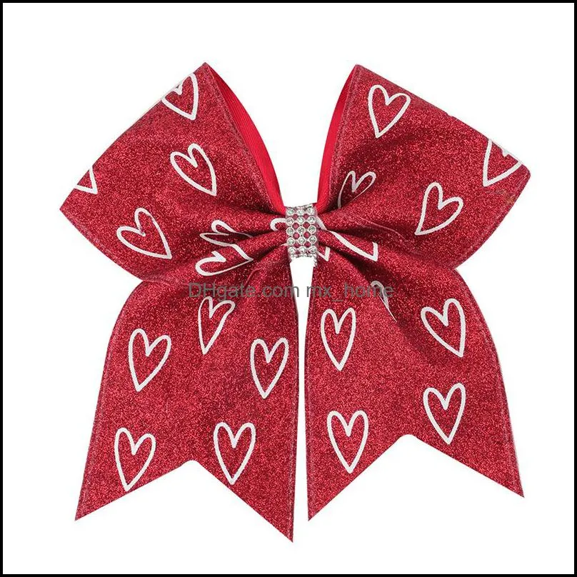Baby Hair Accessories Valentine`s Day Girls Bow Hairbands Turban Elasticity fashion Kids Hairbow Boutique bow-knot Love heart print HairBand 7 inches