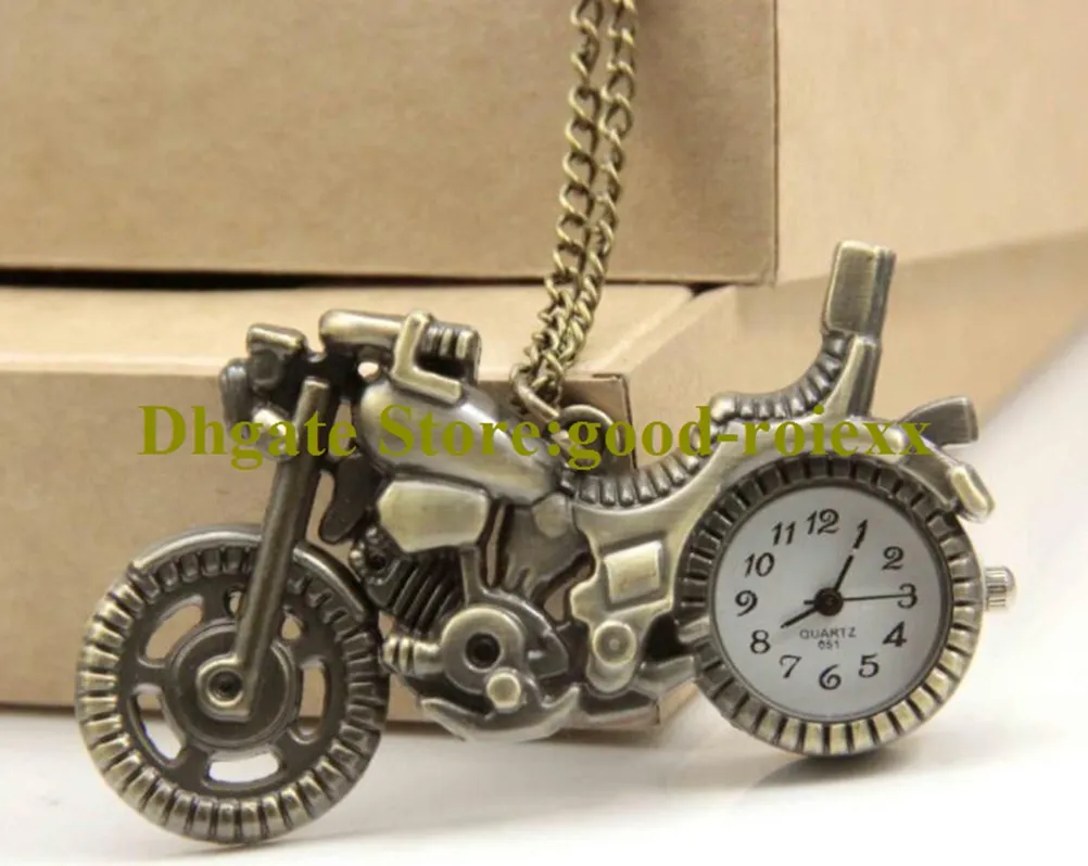 Meisjes student motorfiets vrouwen zakhorloge ketting accessoires trui ketting dames opknoping heren spiegel Ladys jongens horloges AA00209