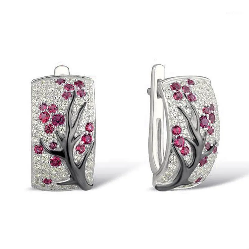 Stud 2021 Luxury Friend Rose Flower Earring Earrings for Women Cubic Zircon 925 Sterling Silver￶rh￤ngen1