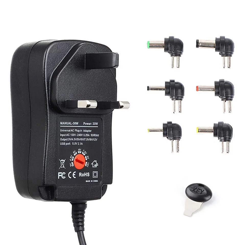 3-12V 30W 2.1A AC/DC Power Supply Adaptor Universal Charger Adapters with 6 Plugs Adjustable Voltage Regulated Power Adapter a21
