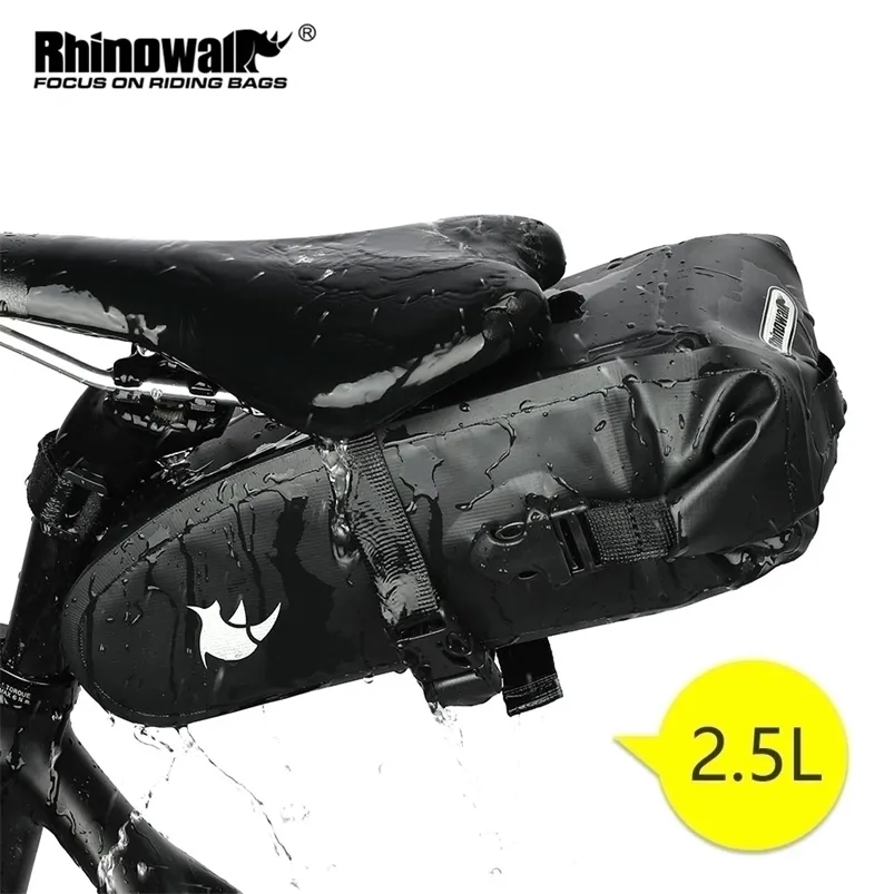 Saco de Saddle Bicicleta Rhinowalk 1.5L 2.5L Completo à prova d 'água assento de ciclismo MTB Road Repair Ferramentas Bike Tail Pack Acessórios 220303
