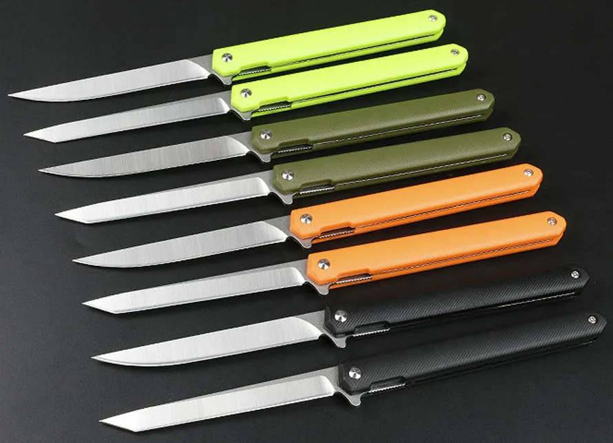 Haute Qualité EDC Poche Flipper Couteau Pliant 440C Satin Tanto/Drop Point Lame ABS Poignée Roulement À Billes Rapide Ouvert Couteaux