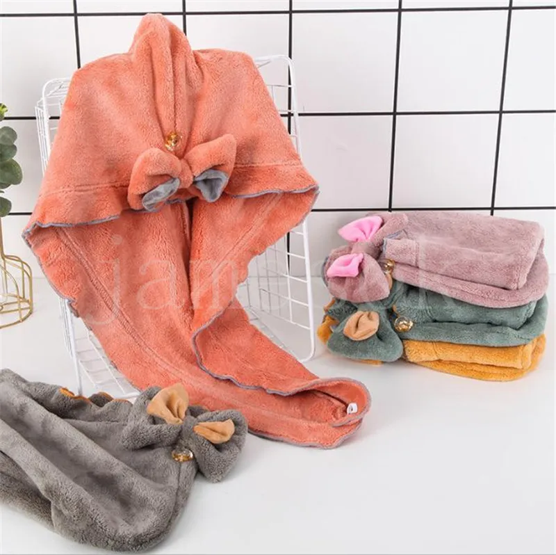 Meninas Cabelo Caps Macio Água Absorbando Bath Hat Home Adulto Rápido Secagem Banho Toalha De172