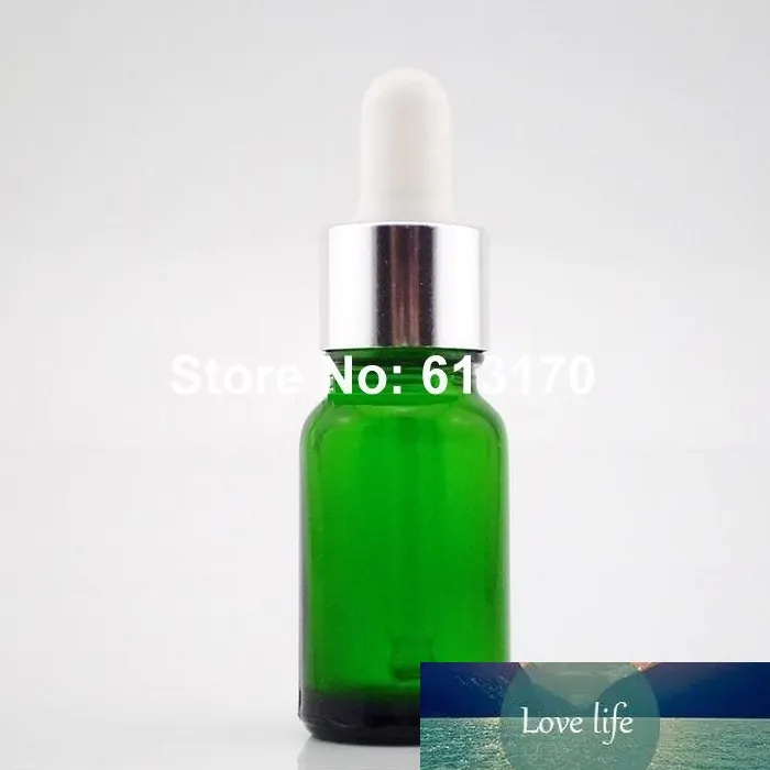 30 pcs nova chegada 10ml garrafas de vidro verde garrafa de conta vazia, 10cc frasco de óleo essencial pequena amostra de borracha branca