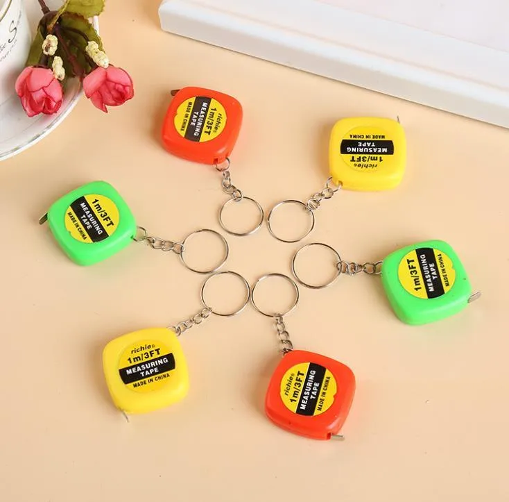 Mini 1m Tape Measure With Keychain Small Steel Ruler Portable Pulling Rulers Retractable Tape Measures SN4836