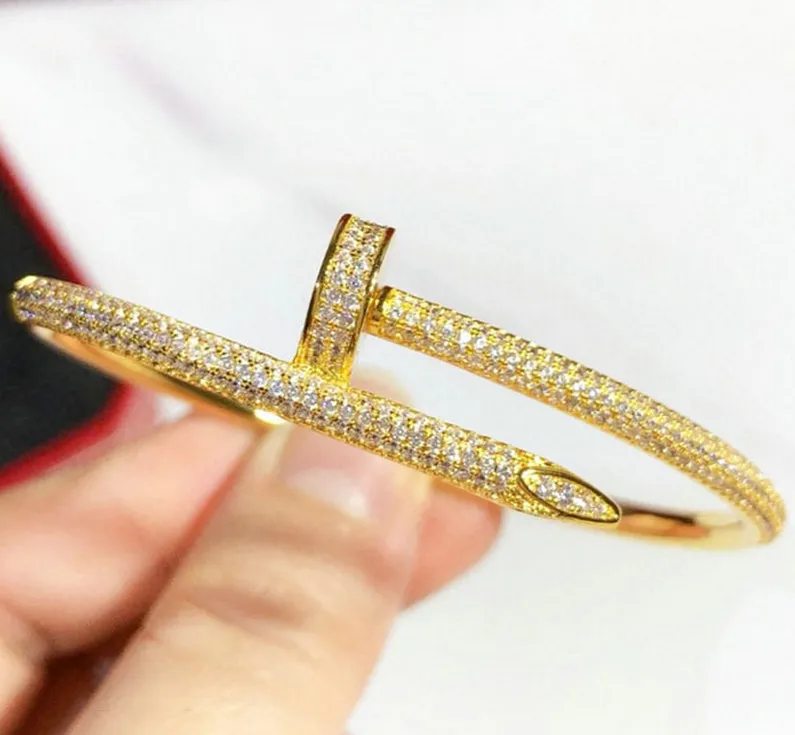 Hochzeit Armbänder Frauen 18 Karat Gold Überzogene Manschette Armband Voll Diamant Armband Schmuck Für Liebhaber Valentinstag Geschenk No Box