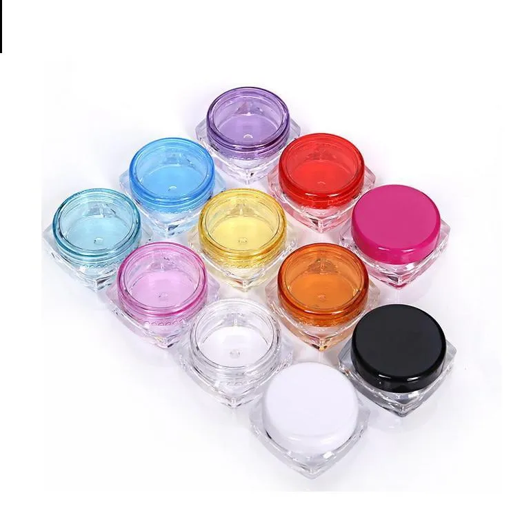 3g 5g Cosmetic Package Jar Square Bottom Trial Cream Jar Empty Plastic Colorful Sample Bottle