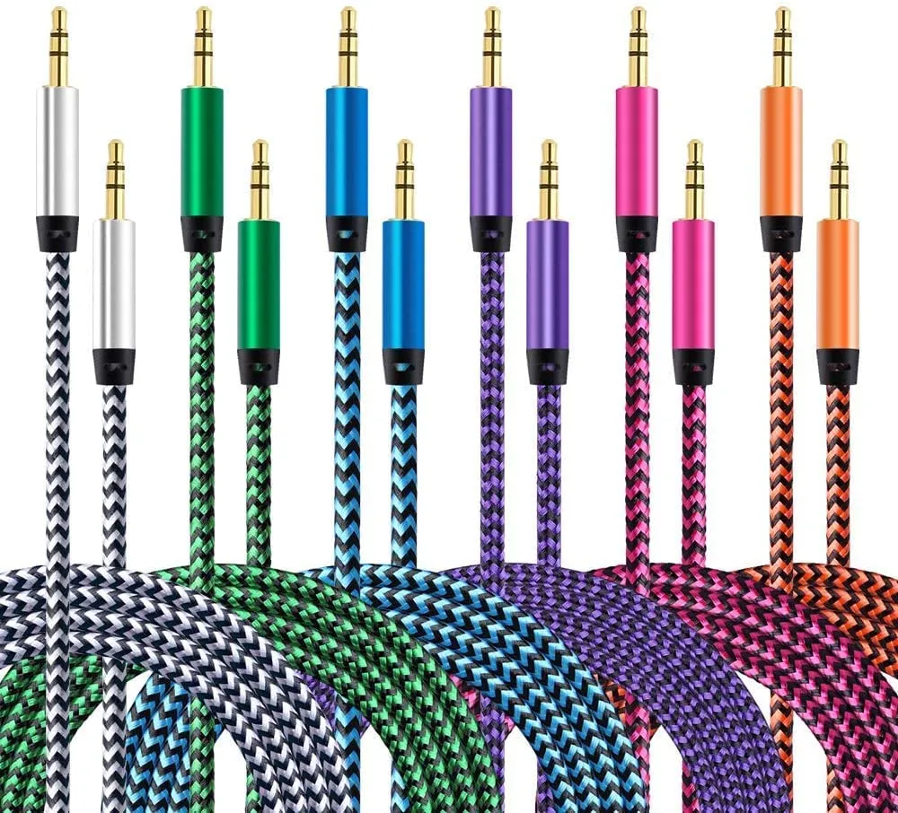 AUX 3.5mm Auxiliary Audio Cell Phone Cables Braided Stereo AUX Chords for iphone samsung Huawei Smartphone MP3