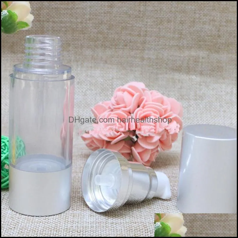 airless cosmetic cream pump containers,lotion cream vacuum bottles with pump,Matte silver airless pump bottle F569